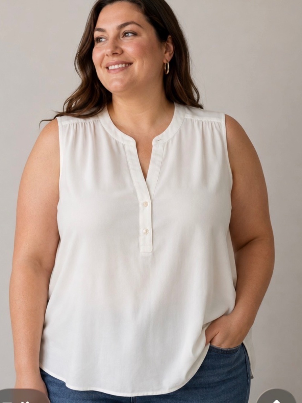 J Crew Factory Ivory Sleeveless V-neck Popover Top Size 3X